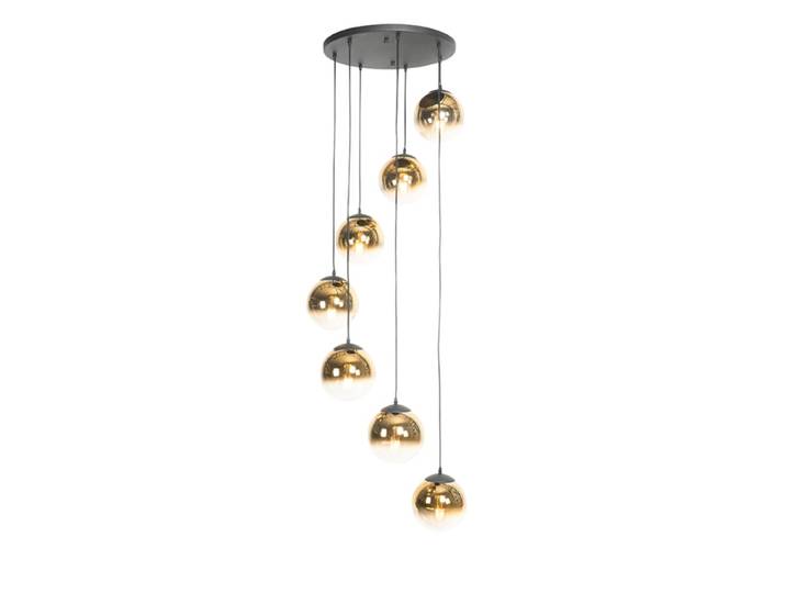 Suspension art déco noire verre doré 7 lumières