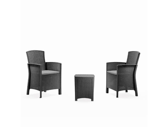 ADANA - Ensemble de jardin 2 fauteuils gris anthracite avec table basse