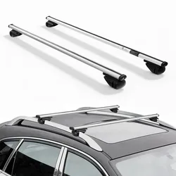 VEVOR 2 x Dachgepäckträger Dachquerträger mit 75 kg Tragkraft, Passend für Erhöhte Dachreling, 210–1060 mm Relingabstand, Abschließbare Querträger für Gepäck Kanus Transportkörbe, Dachträger
