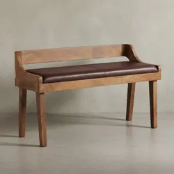 KADIMA DESIGN Echtleder Sitzbank, 108 cm, Rückenlehne, Massivholzbeine, bis zu 2 Personen.