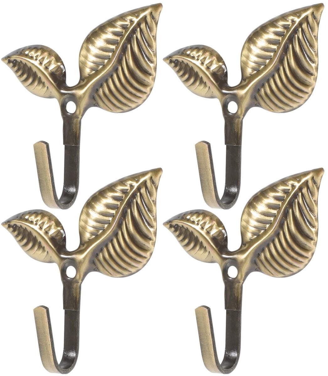 Dailygoods Wandhaak Bladvorm - Antiek Brons - Multifunctionele Wandhaak voor kleding en sleutels