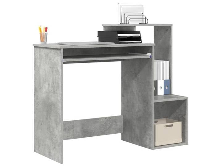 Bureau droit - GKK - Bureau informatique - gris Effet béton Panneau de particules Moyen rangement - @868@