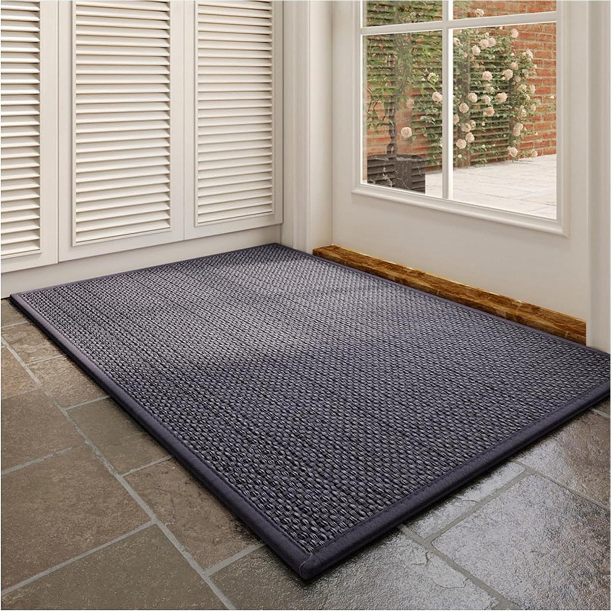 Grijs Voordeurmat van hoge dichtheid polyester - 50 x 80 cm