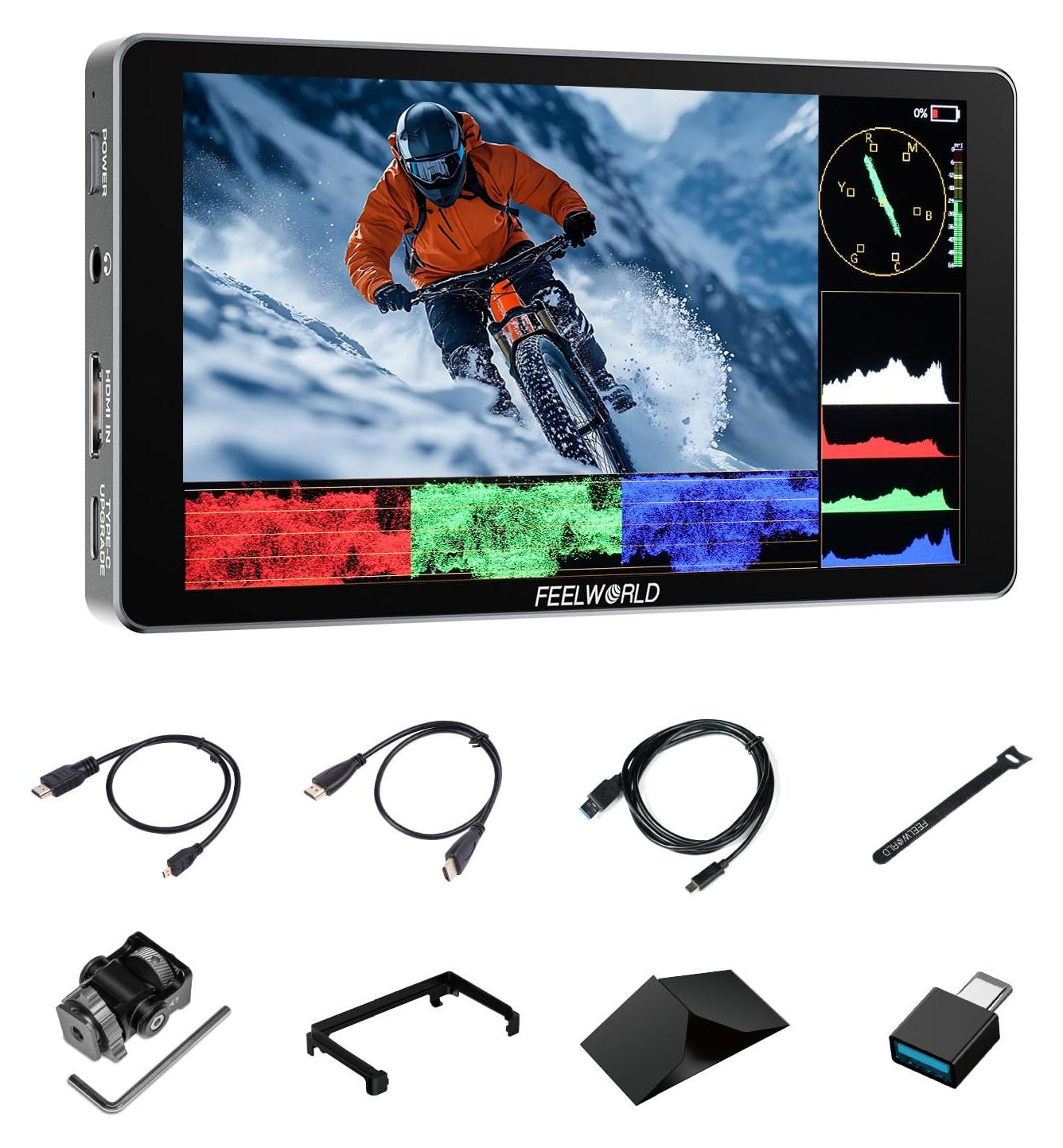 Selius 6 Inch Aluminium Camera Monitor met 1200nit Touchscreen