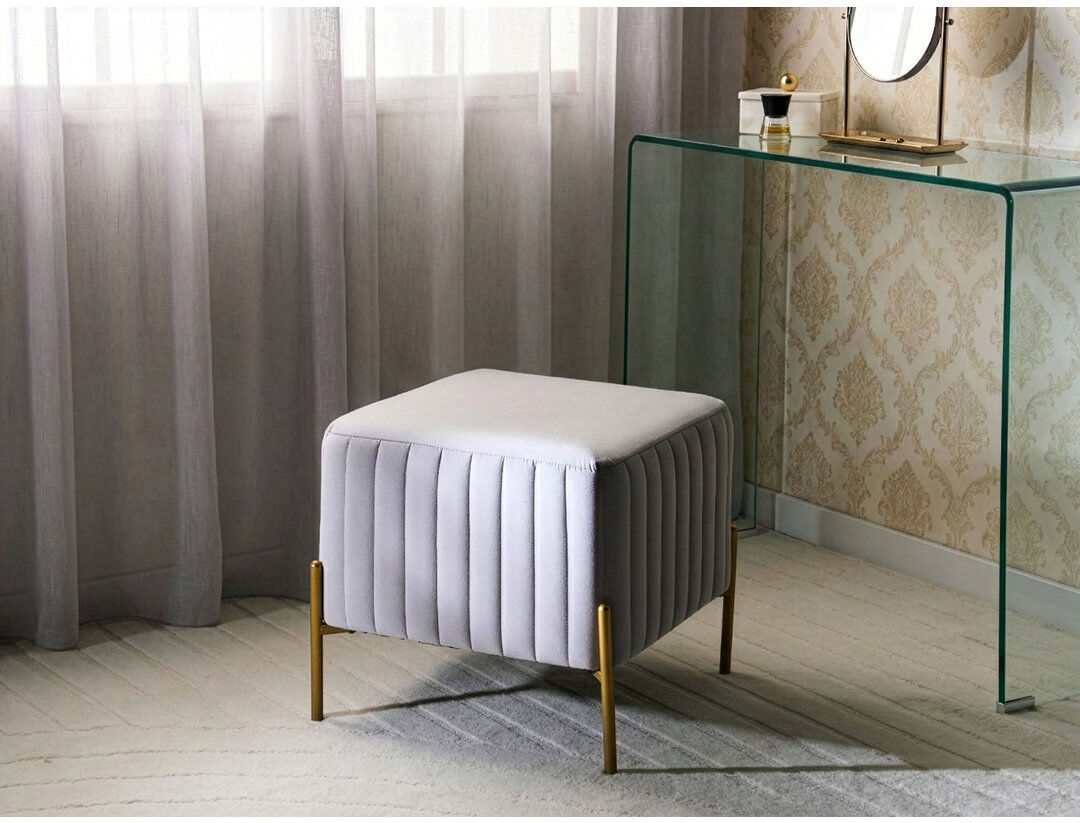 Canora Grey Footstool Benzant Velvet Grey 43cm H X 47cm W X 47cm D