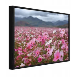 BILDER mit Rahmen Blumen Felder Rosa 120x80 cm