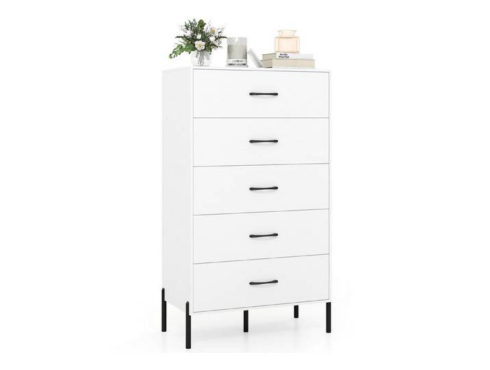 COSTWAY Kommode, Schubladenschrank mit 5 Schubladen 71x40x125cm weiß