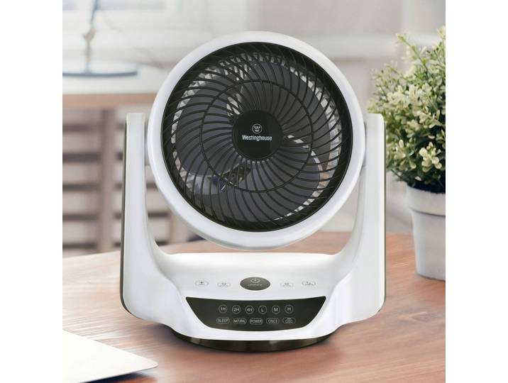 Westinghouse Cormac Tischventilator, Fernbedienung, weiß / opal, für Wohn- / Esszimmer, Kunststoff, Modern