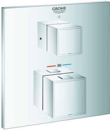 Grohe Grohtherm Cube Fertigmontageset 24153000 chrom, UP-Brause-Thermostat