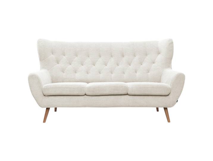 Stylife 3-Sitzer-Sofa Skagen, Creme, Holz, Eiche, massiv, Uni, 187x101x95 cm, Typenauswahl, Fußauswahl, Stoffauswahl, Hocker erhältlich, Rücken echt, Wohnzimmer, Sofas & Couches, Sofas, 3-Sitzer Sofas