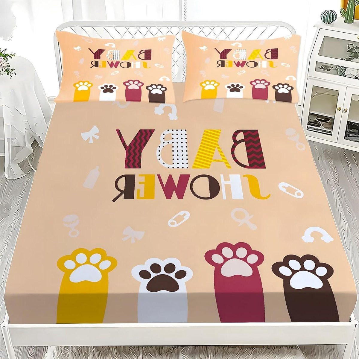 Cartoon Beddengoed Set met Hoeslaken en Kussenslopen - 160 x 200 cm