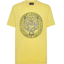 PLEIN SPORT Kurzarm-Rundhals-T-Shirt TIGER, Größe M in Gelb 2902
