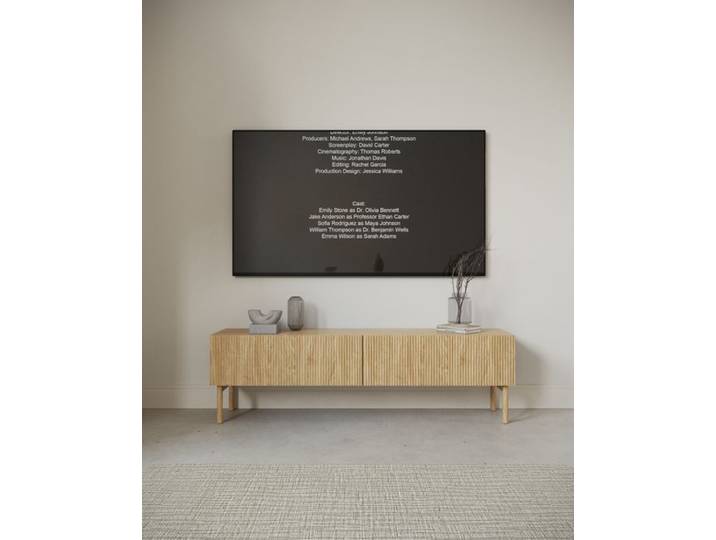 Meuble TV - NOLIE - 175 cm - debout - couleur de bois chêne huilé