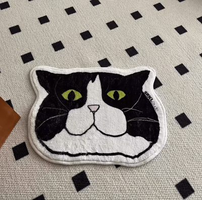Inspire Picks Cute Cat Floor Mat Non Slip Waterproof Bathroom & Home Rug black 40x60cm