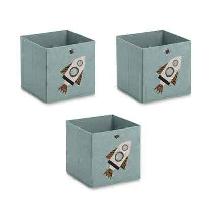 Aufbewahrungsbox ZELLER PRESENT "Aufbewahrungsbox-Set, Vlies, 3tlg.", blau (petrol), B:28cm H:28cm T:28cm, Vlies, Aufbewahrungsboxen, Aufbewahrungsbox, ca. 28x28x28 cm