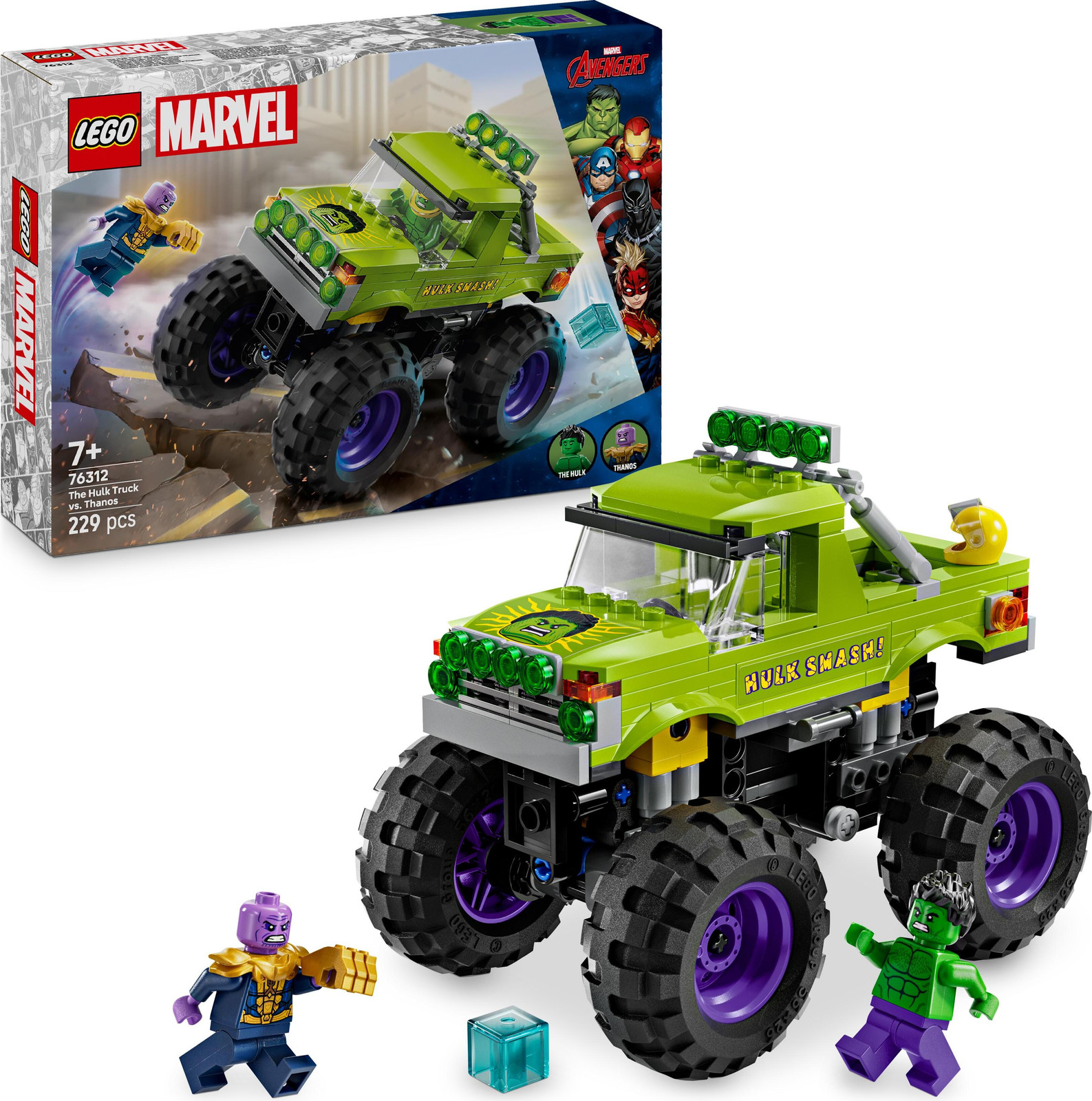 LEGO Marvel Hulk in terreinvoertuig tegen Thanos 76312