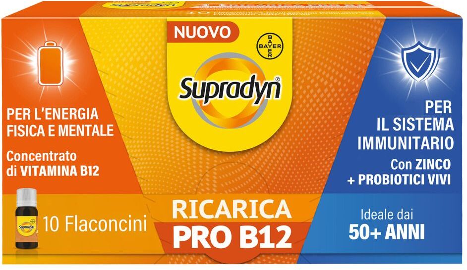 BAYER SpA Supradyn Ricarica PRO B12 Integratore Adulti 50+, 10 flaconcini