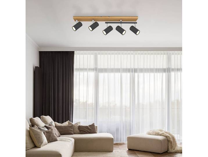 Plafonnier 35 x 17 x 70cm Marron/Gris/Beige/Taupe 5 Métal graphite foncé, Métal graphite, Métal noir mat LED GU10