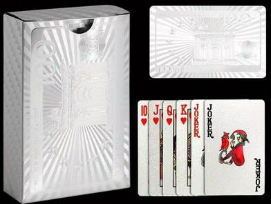 Inspired Finds Luxury Waterproof Playing Cards Sleek Black Poker Deck For Magic, Parties & Game Nights 100 Silver Euros
