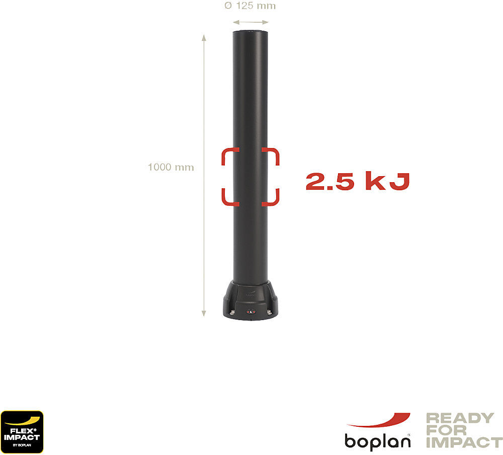 Rammschutz-Poller 125L, Höhe 1000 mm, verzinkte Platte, schwarz Boplan