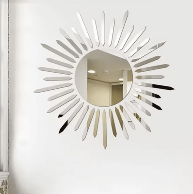 Inspire Curations Sunflower Acrylic Mirror Wall Sticker Self Adhesive 3D Floral Decor silvery A