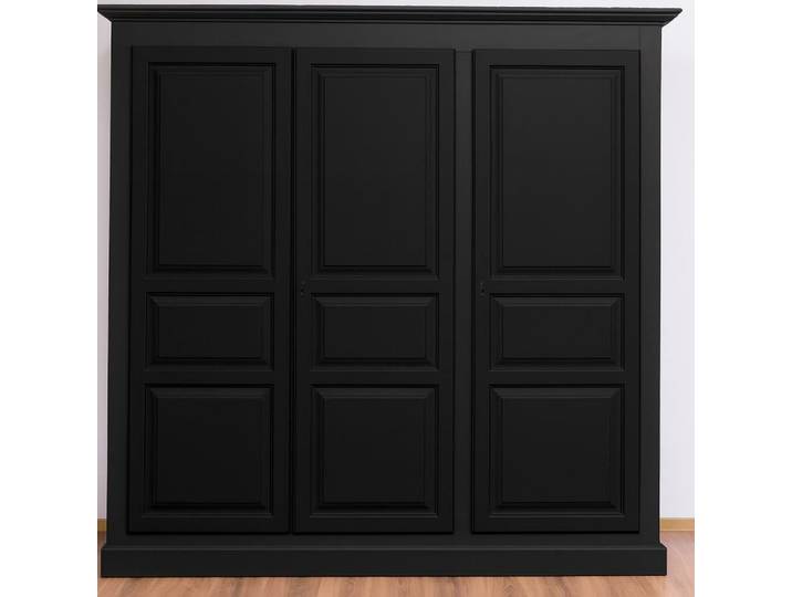großer Kleiderschrank im Landhausstil - Landhaus-Schrank schwarz