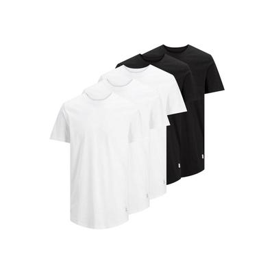T-Shirt JACK & JONES "T-Shirt JJENOA 5er Pack", Herren, Gr. M, weiß (weiß, schwarz), Obermaterial: 100% Baumwolle CO., Shirts T-Shirt