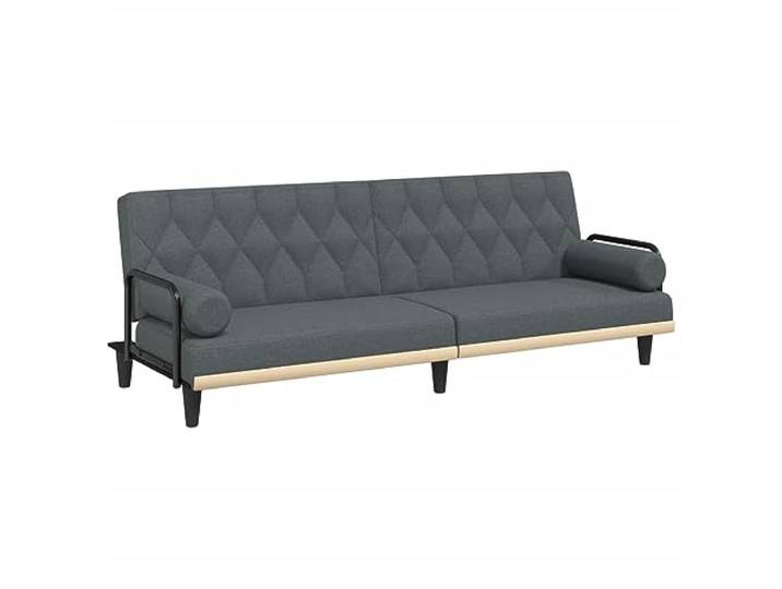 Todiikf Schlafsofa mit Armlehnen 2 Kissen Dunkelgrau Stoff 205 cm Bettsofa Komfortables Klappsofa für Wohnzimmer und Gästezimmer mit verstellbarer Rückenlehne, Polsterung und Sperrholzrahmen.