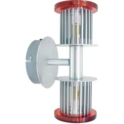 Wandlampe Wandleuchte Flurleuchte Badlampe Schlafzimmerleuchte Wohnzimmerlampe, Auf & Ab 2 Flammig, Glas silber orange, 2x G9 Fassungen, DxH 12x22cm