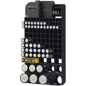 Böttcher-AG Batterie-Aufbewahrungsbox, für 110 AA / AAA / C / D / 9V Block Zellen, mit Batterietester