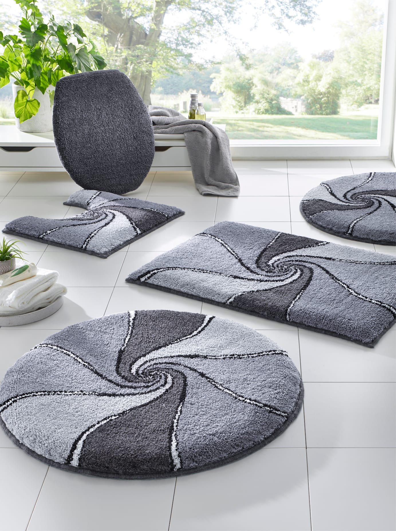 Badematte GRUND Gr. 7, grau, WC-Vorleger rechteckig, Badematten, Badematte grau WC-Vorleger rechteckig