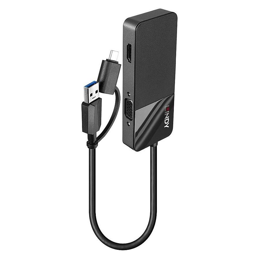 Lindy Videoadapter USB Typ A männlich zu HD-15 (VGA), HDMI (USB-A, USB-C) (43354)