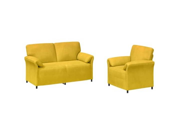 Todiikf Sofa Set 2-Sitzer und 1-Sitzer Couches aus Samt in Gelb Komfortable Samt Polstergruppe für Wohnzimmer und Lounge mit stabiler Metallbasis