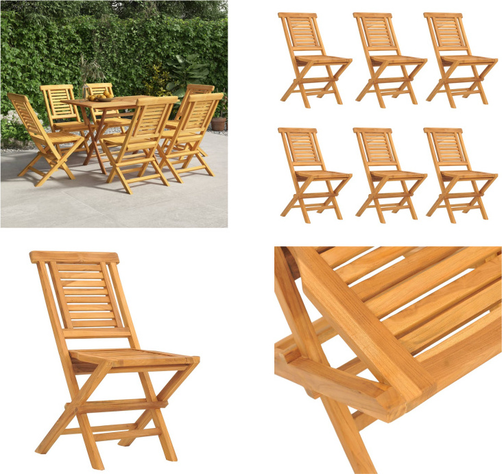 vidaXL Gartenstühle 6 Stk. Klappbar 47x63x90 cm Massivholz Teak - Klappbarer Gartenstuhl - Klappbare Gartenstühle - Gartenstuhl Klappbar - Gartenstühle Klappbar