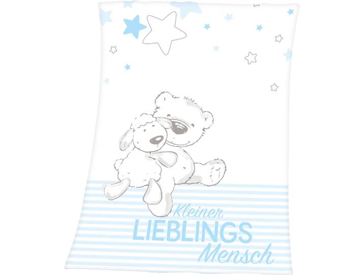 Babydecke BABY BEST Kleiner Lieblingsmensch , blau, B:75cm L:100cm, Polyester, Wohndecken, Babydecke, mit tollem Motiv und Schriftzug, Kuscheldecke