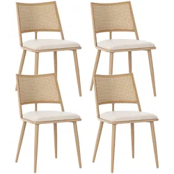 ESSZIMMERSTUHL 4er-Set PU-Sitz, Rattan-Rückenlehne, Beige