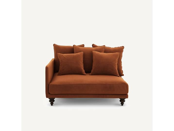 AM.PM Demi canapé velours, Lazare Droit Marron Caramel
