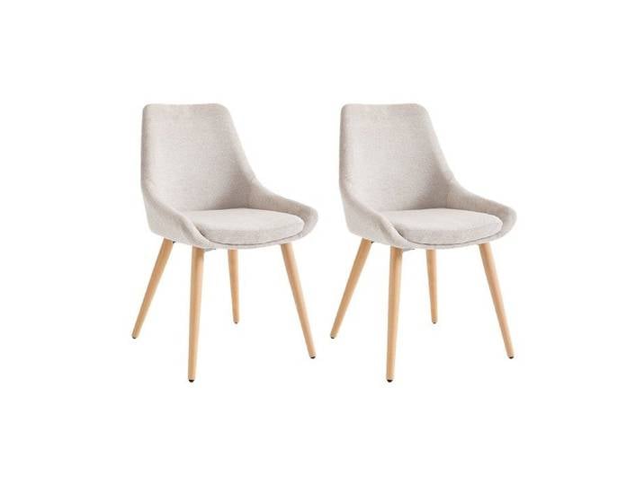 Lot de 2 chaises en tissu et hêtre - Beige - MASURIE