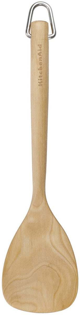 KitchenAid KQR715OHE Korte pannenspatel van berkenhout, Bruin, 30 cm