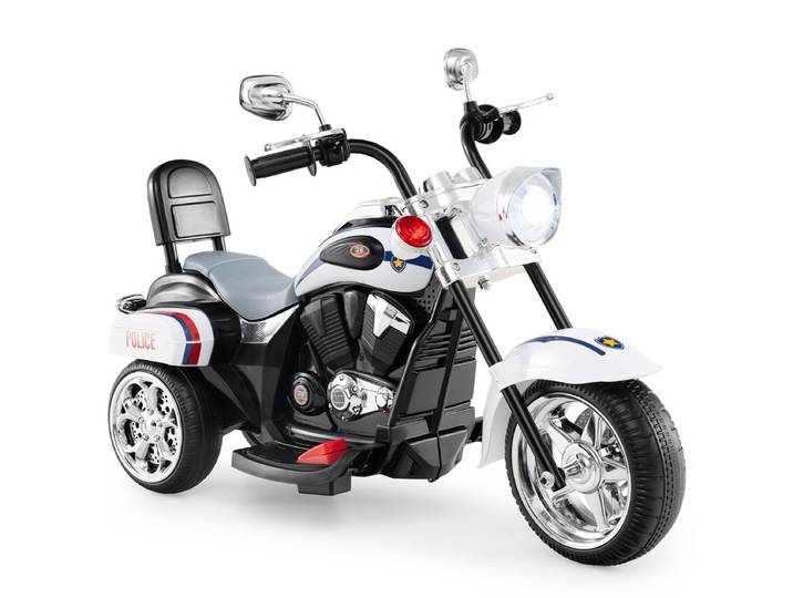 6V Elektrische Motorfiets voor Kinderen Driewielige Elektrische Motorfiets in Witte Politieauto-stijl