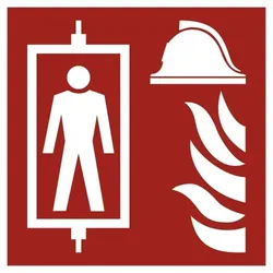 Brandschutzzeichen Feuerwehraufzug nach DIN EN 81-72, Folie, 100x100 mm