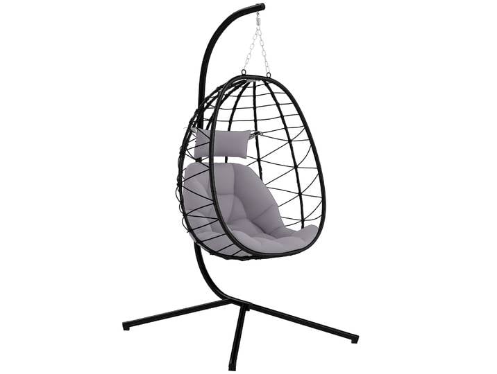 Fauteuil suspendu Outsunny avec support et coussin pliable en forme de panier