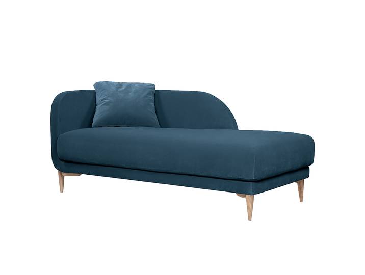 Recamiere Blau Samt Carlie 82 x 82 x 158cm Ausrichtung links Modern