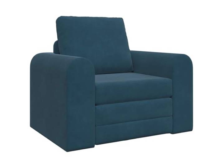 KUTYWEXFM Schlafsofa Samt Klappbar Blau 98 x 71 x 83 cm Einzelsessel Vielseitiges Bodensofa aus blauem Samt für Wohnzimmer und Gästezimmer. Schnell wandelbare Sitzgelegenheit ohne Werkzeug.