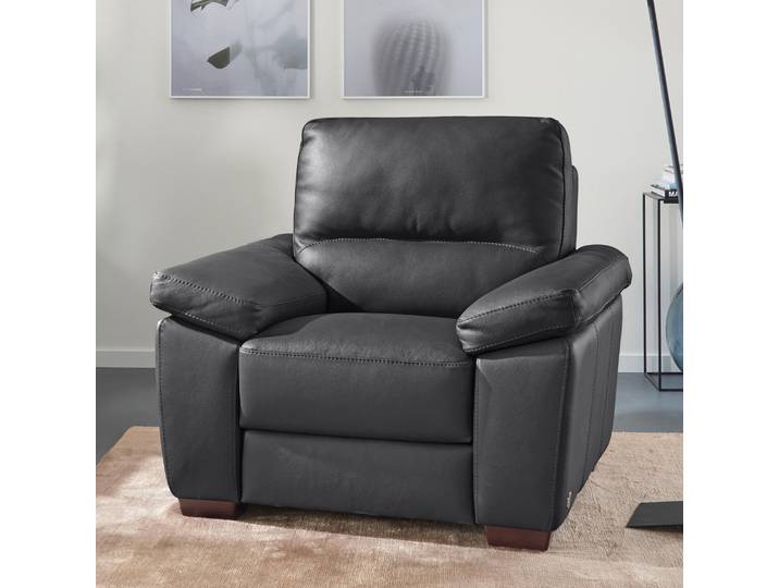 Sessel CALIA ITALIA Gaia, hochwertiger, edler Ledersessel mit erstklassigem Sitzkomfort , schwarz, B:100cm H:92cm T:94cm, Leder SORRENTO - 100% Leder;Leder BULL - 100% Leder, Sessel, Sessel, in zwei hochwertigen Lederqualitäten