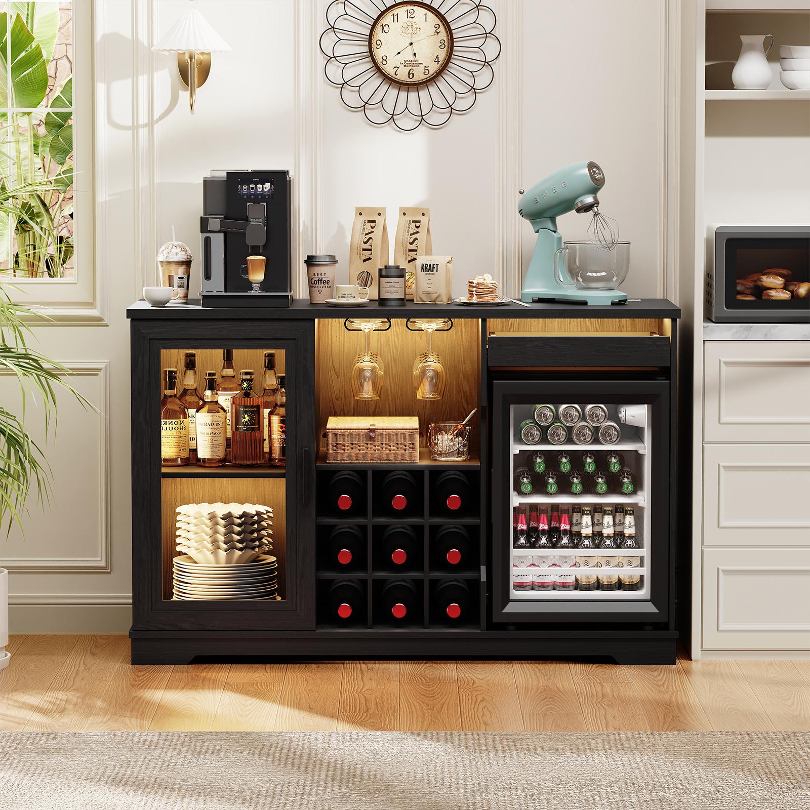 BROTTAR Weinschrank mit Kühlfunktion, integrierter LED-Beleuchtung & intelligenter Bewegungsmelder, kompakter Weinkühlschrank für Haushalt und Bar