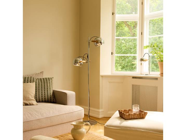 Lampadaire DC, chrome, hauteur 150 cm, métal, à 2 lampes - Halo Design - Salon / séjour - Multi-ampoules