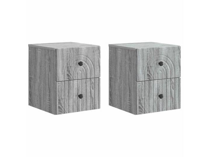 LMTYOENFG Wandnachttisch 2er Set, Hängeschrank Graues Sonoma 33x34,5x40 cm Schwebende Beistellschränke für Schlafzimmer oder Wohnraum bieten praktische Ablage und Schubladen bei freier Bodenfläche.