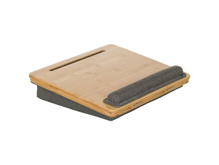 Mid.you Laptopunterlage, Grau, Braun, Naturmaterialien, Füllung: Schaumstoff, 42x9x34 cm, Büromöbel, Bürobedarf