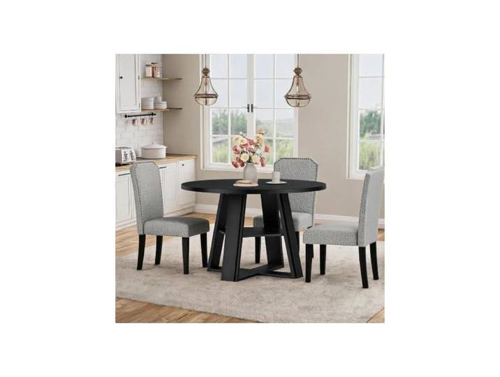 Table ronde 43 3po pour 4-6 personnes piètement bois étagère style ferme